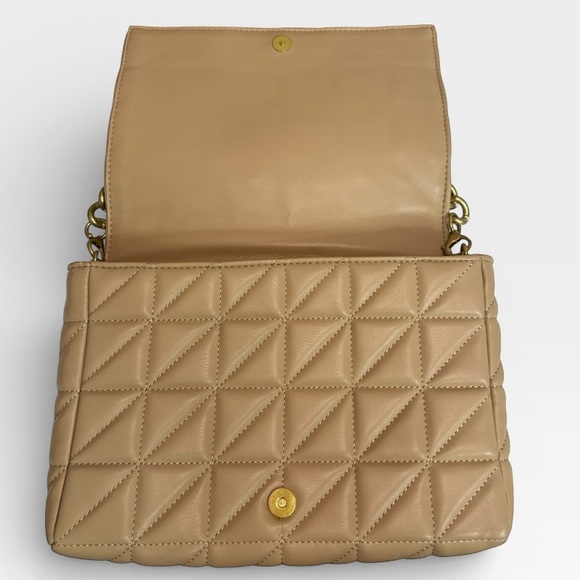 Zara Beige Quilted Chain Strap Shoulder Bag | Neutral Everyday Classic - Picture 7 of 9